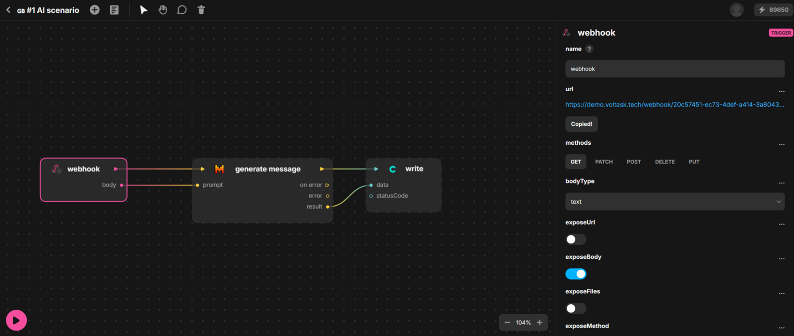 Voltask copy url