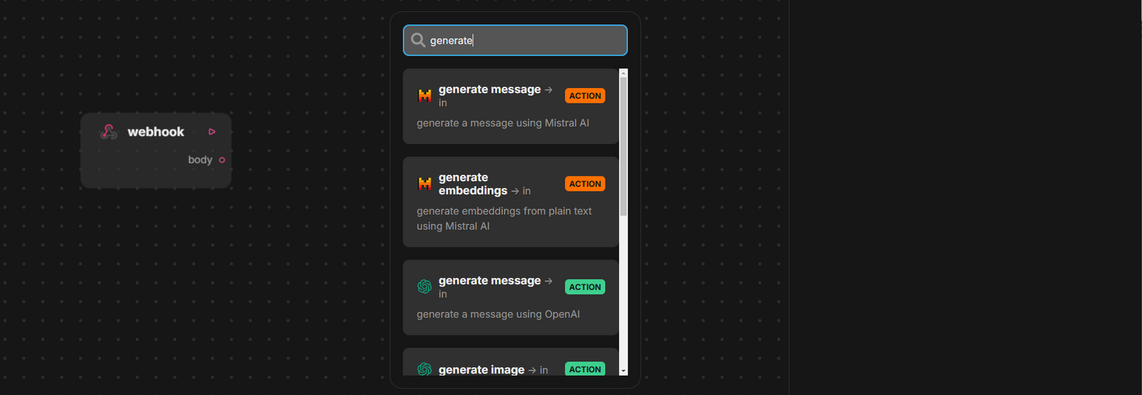 Voltask Mistral create block