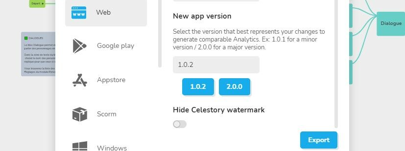 Export app version